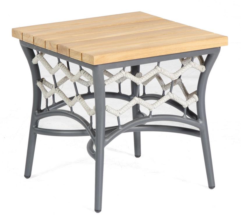 MUESING Lounge-Beistelltisch Yale Alu/Polyrope s ilbergrau/Teak SonnenPartner 16906144