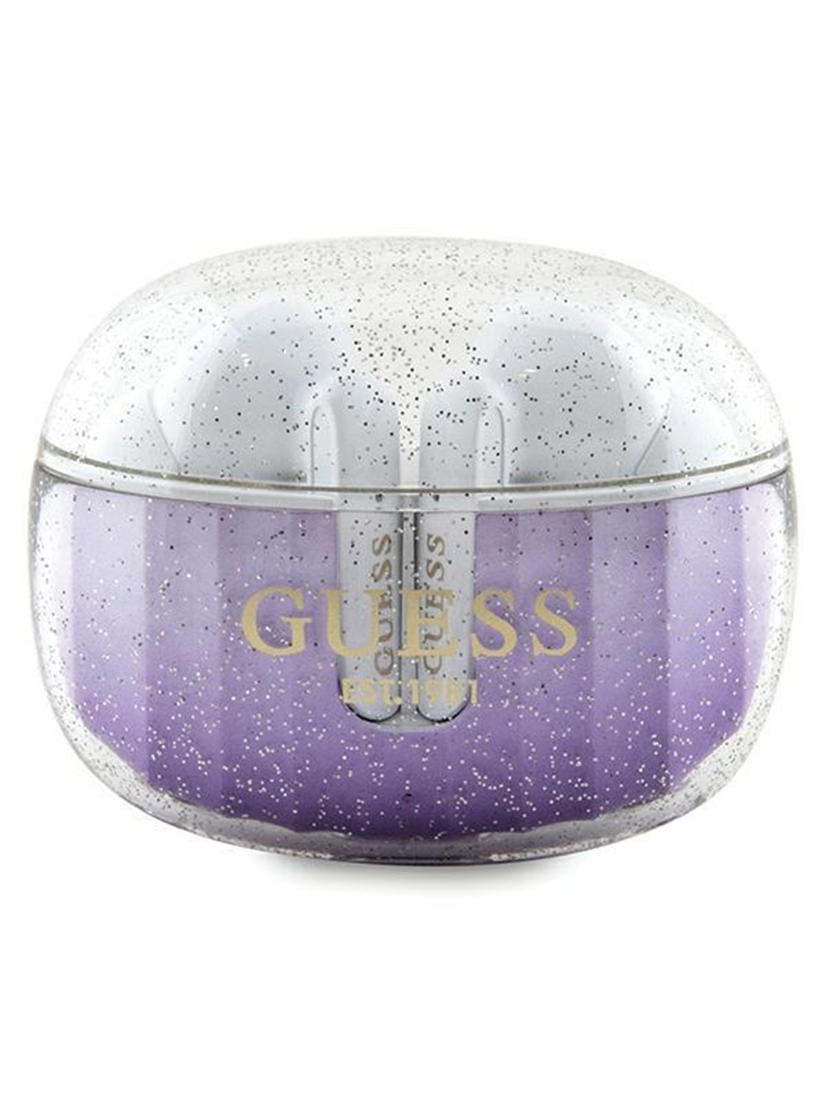 GUESS Glitter Gradient TWS Bluetooth headphones with docking station - purple