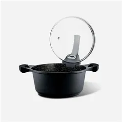 Pensofal Saxum Saucepan 20cm (W/Glass) 5807, Pfanne + Kochtopf, Schwarz