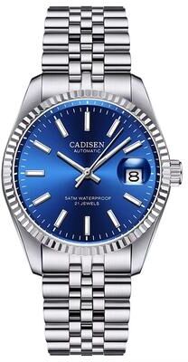 Inspired Finds CADISEN Automatic Mechanical Watch For Men Stainless Steel Luxury Waterproof Business Wristwatch blue