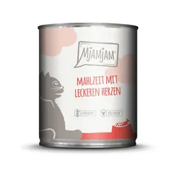 MJAMJAM Leckere Mahlzeit 800g Dose Katzennassfutter Sparpaket 12 x 800 Gramm Mahlzeit mit leckeren Herzen