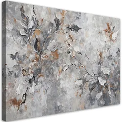 WANDBILD abstrakte botanik grau gold