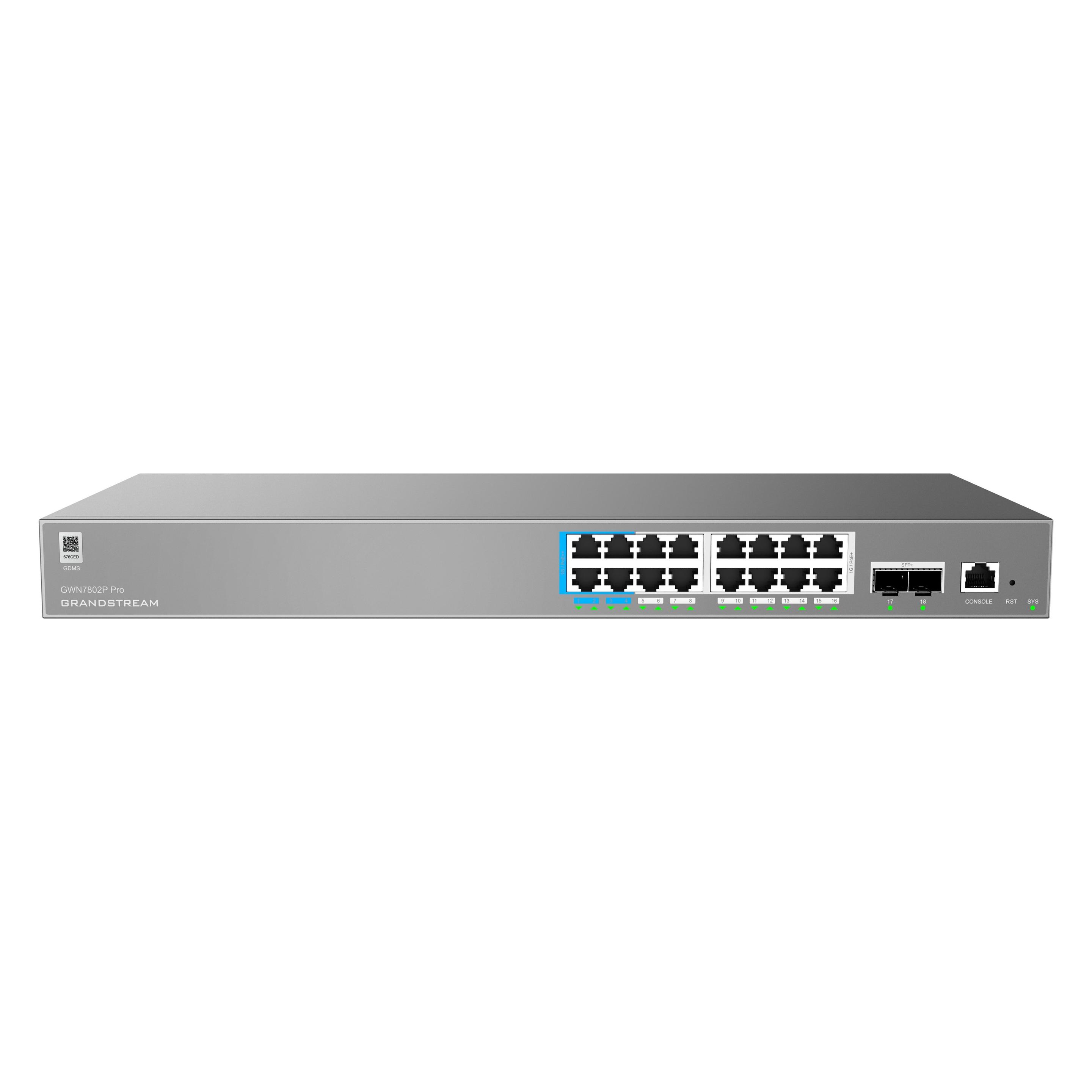 Grandstream GWN7802P Pro L2++ Managed Network switch, 16x 1Gb RJ45, PoE++, SFP+, DHCP, CLI, VLAN (20 Ports) (GWN7802P Pro)
