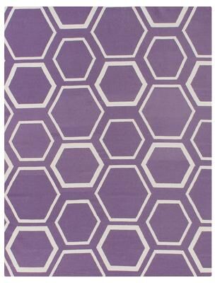 Exquisite Rugs Flatweave flatweave New Zealand Wool Purple/White Area Rug - 5' x 8'