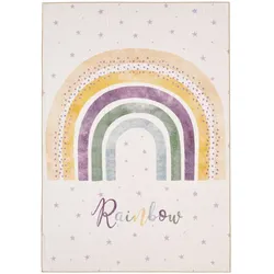 KINDERTEPPICH TRAUN, mit Regenbogen-Motiv, Creme, 100 x 150 cm