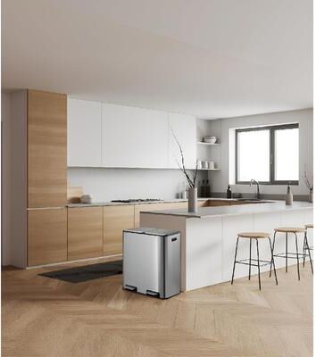 YUN Dual Trash Can with Lid, 60L Stainless Steel Pedal Recycling Bin with Odor Seal for Home Office
