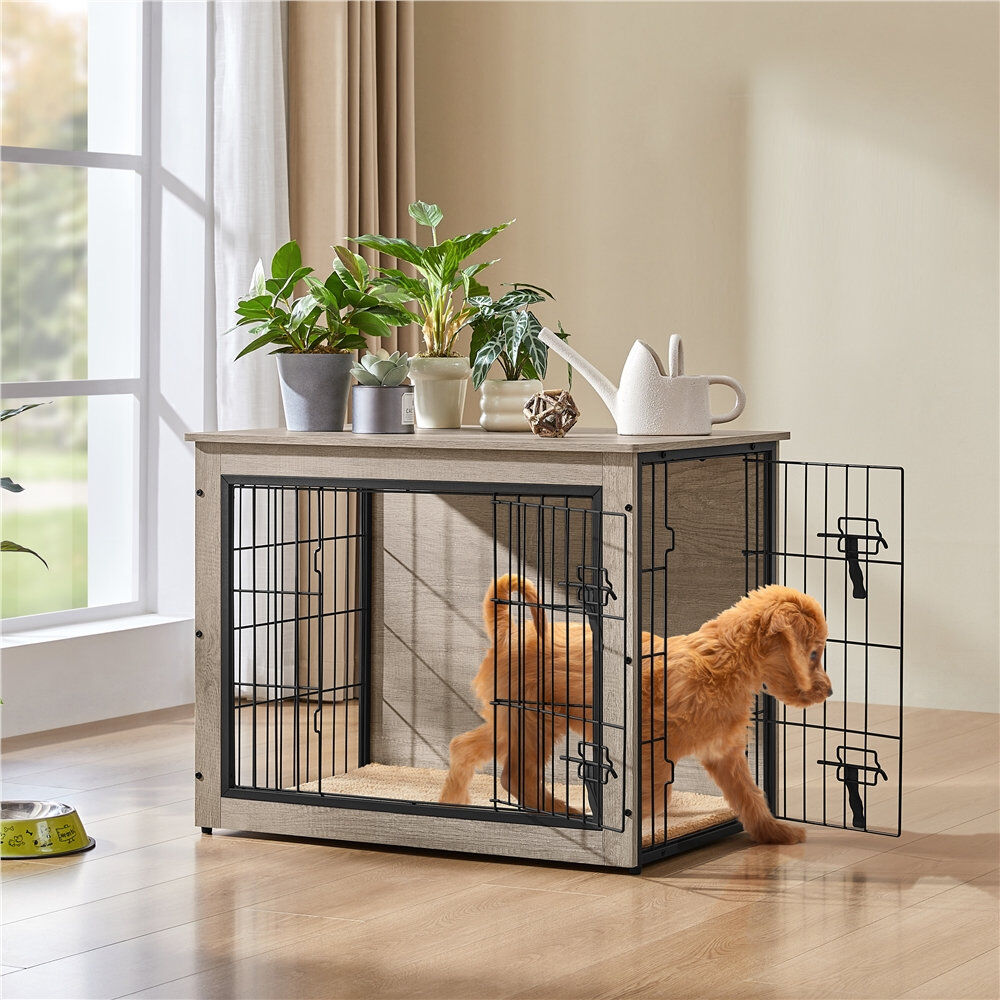 Archie & Oscar Pet Crate with 2 Doors Gray Medium (20-50lbs)