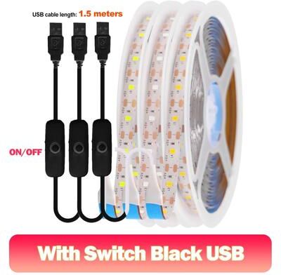 Uplift Picks Bright 5V USB LED Strip With Dimmer For Effortless Cabinet Lighting black Switch (usb) ip65 Waterproof 4 M