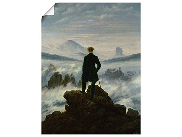 ARTLAND Wanddeko Poster & Kunstdrucke Wandposter 45x60 cm Wandern Berge Wald Wolken Nebel Der Wanderer über dem Nebelmeer 1818 Romantik Caspar David Friedrich T6QN