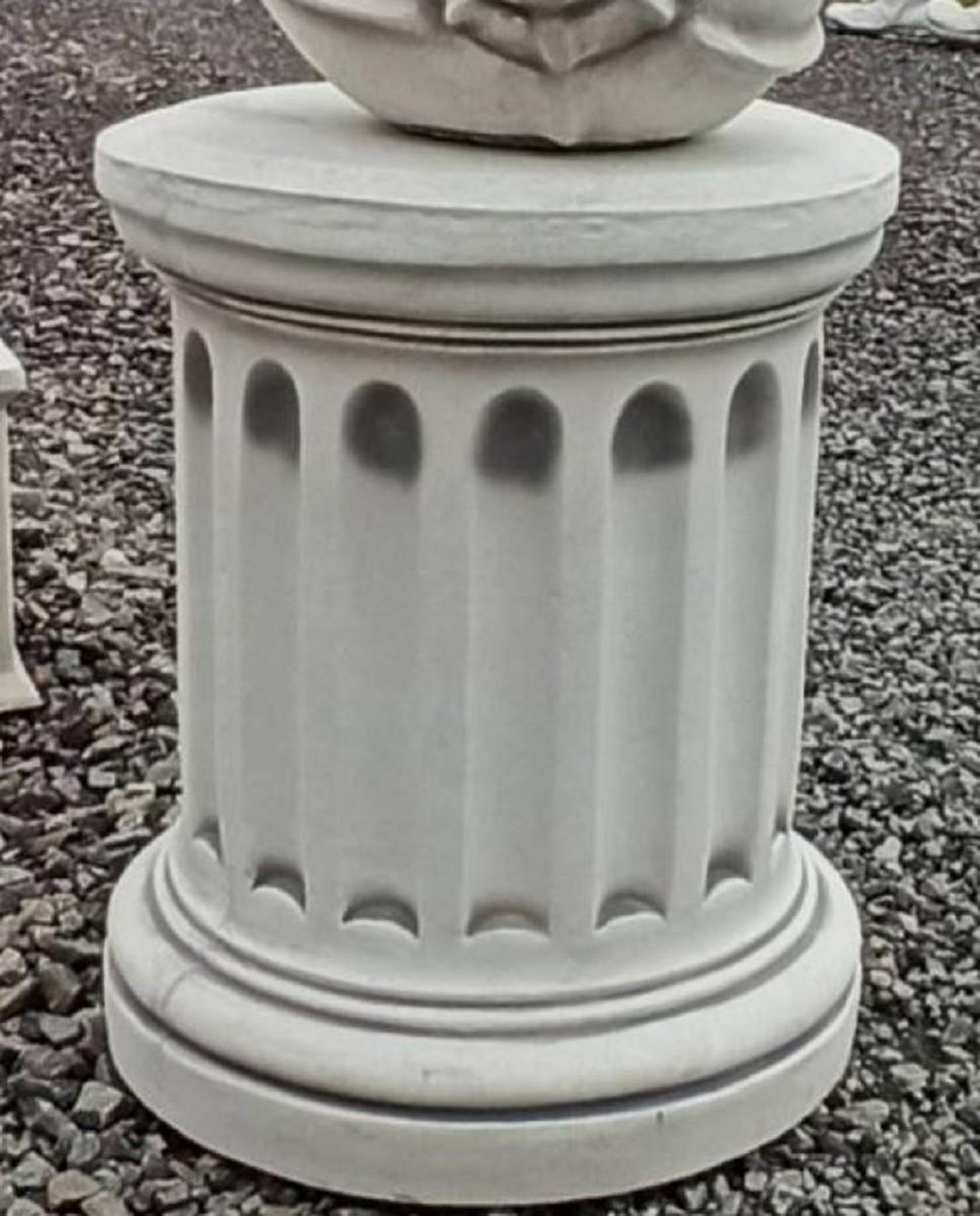 Casa Padrino Barock Sockel Grau Ø 48 x H. 59 cm - Prunkvoller Gartensockel im Barockstil - Runder Gartendeko Stein Sockel - Barock Garten & Terrassen Deko Accessoires