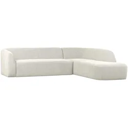 Ecksofa Sloping aus Chenille, modern und gepolstert, rechts, weiß – komfortabel für Dein Wohnzimmer