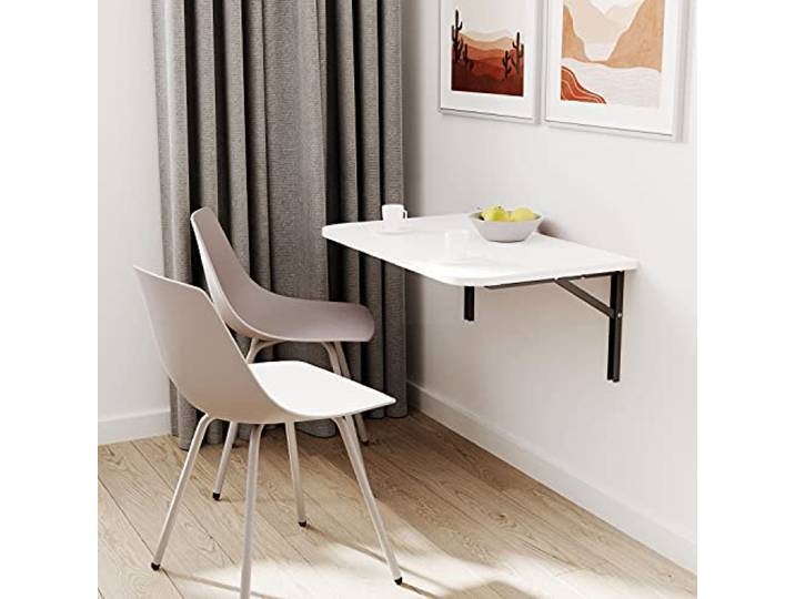 AKKE Klapptisch Wandklapptisch Esstisch - Klappbar Faltbar Platzsparend - Abgerundete Ecken - 100x60 cm - Weiß