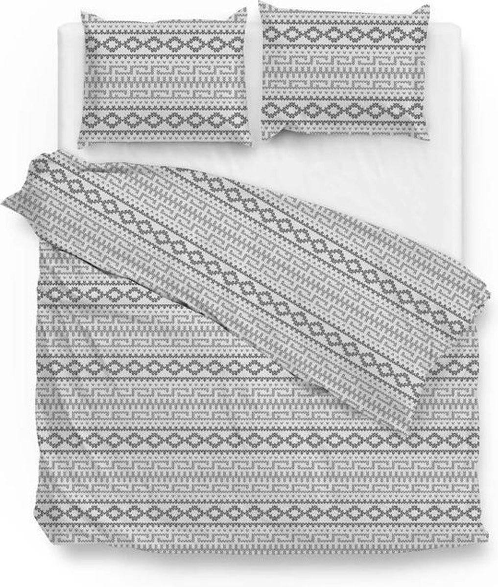 Zo! Home Kriti Flanellen Dekbedovertrek Tweepersoons - Grey - 200 x 220 cm