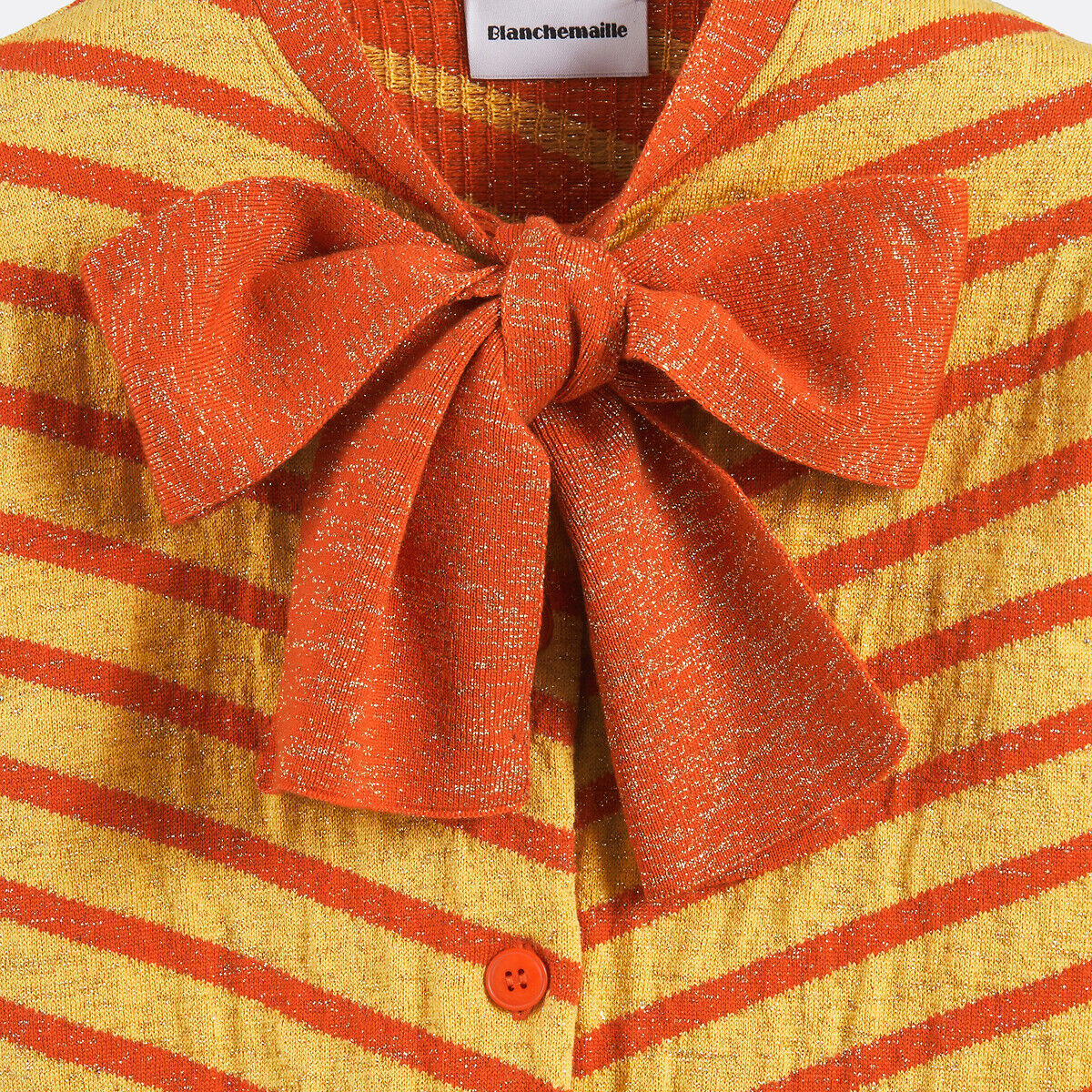 BLANCHEMAILLE Gilet lavallière, en laine mérinos et fibres métallisées
