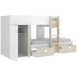 Dmora Araba - Schlafzimmer-Kombination, 271x111x150h cm Weiß, 2 Schubladen