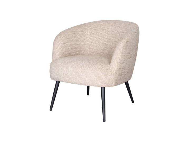 Fauteuil rembourré couleur beige et pieds métalliques noirs
