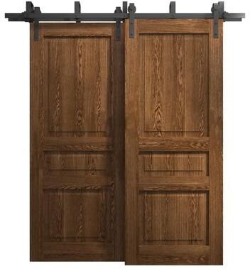 SartoDoors Ego 5012   Closet Door Bypass Barn Door   Solid Wood   Hardware Set   36x80, Oak Bedroom Door Bathroom Door