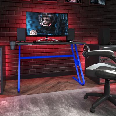 Lancaster Home Professional Gaming Ergonomic Desk with Cup Holder and Headphone Hook