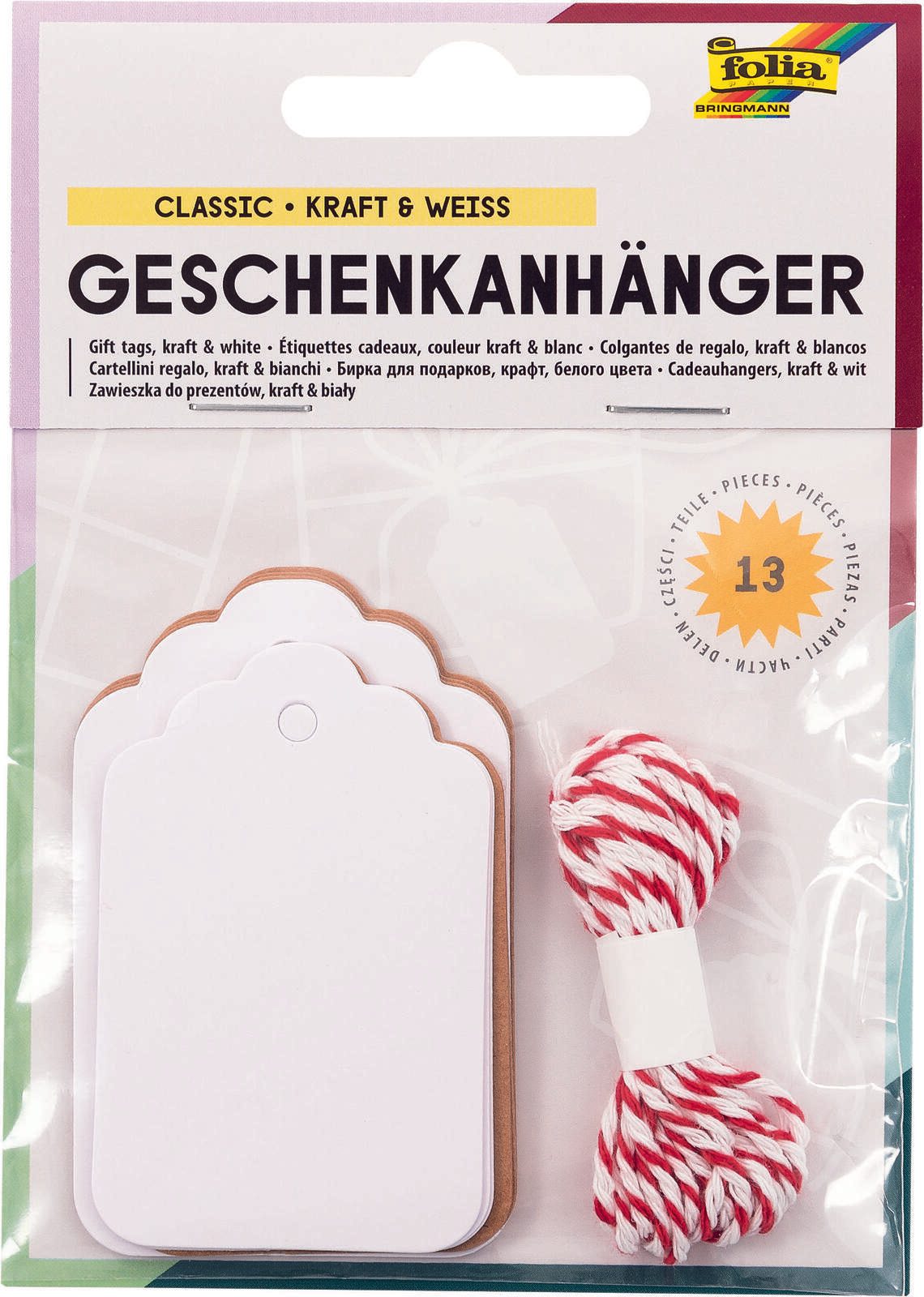 folia Geschenkanhänger weiß 12002