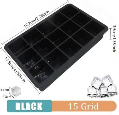 Inspired Living Premium 15 Grid Silicone Ice Cube Mold Large Ice Cube Tray For Whiskey & Cocktails 15 Grid