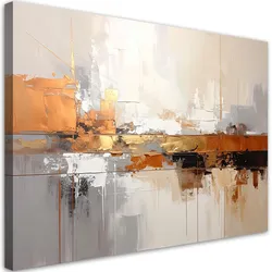 WANDBILD, Beige goldene Abstrakt