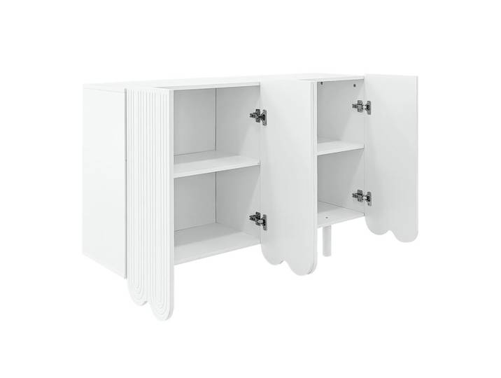 Flieks Sideboard Tropfenform Geformte Türen Pufferscharnier, Weiß, 37.5x80.8x120 cm, Kleinmöbel, Kommoden, Sideboards