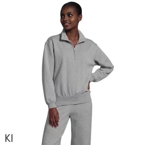 Serious Sweats Pullover mit Reißverschluss, Damen, size: regular, Grau, Baumwoll-Mischung/Polyester-Mischung, by Lands' End