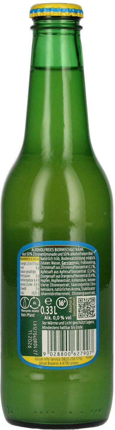 Gösser Natur Radler 0,0% alkoholfrei 0,33l