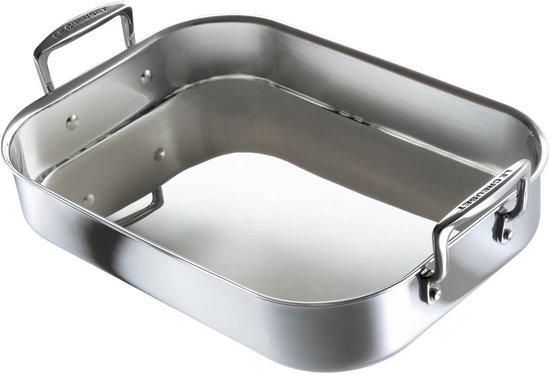 Edelstahl-Bratpfanne - Auflaufform - Schmortopf - Schmorgerichte zubereiten - Langlebige, 3-lagige Konstruktion - 35 cm - Silber