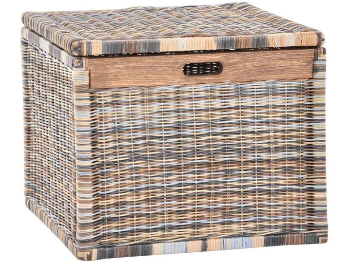 Krines Home Wäschekorb Korb mit Deckel Rattan geflochten Regalkorb, Schrankkorb Aufbewahrung, Kubus Groß
