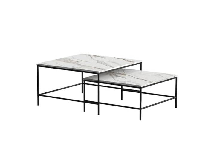 Vicco Couchtisch-Set Ramio , Weiß/Schwarz 80 x 80 cm 2 Teile, zur flexiblen Nutzung als Ablagefläche oder Beistelltische