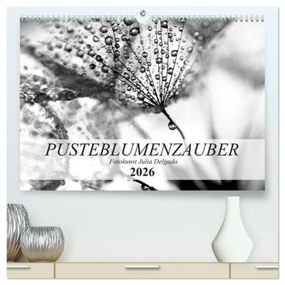 Pusteblumenzauber in schwarzweiß (hochwertiger Premium Wandkalender 2026 DIN A2 quer), Kunstdruck in Hochglanz
