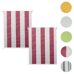 2er-Set Rollo HWC-D52, Fensterrollo Seitenzugrollo Jalousie, 120x230cm Sonnenschutz blickdicht ~ rot/weiß/beige