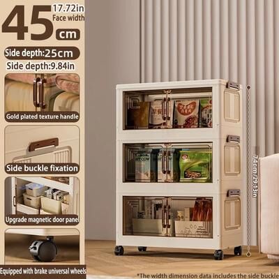 Uplift Picks Foldable Storage Cabinet Large Capacity Dustproof Wardrobe Organizer 45 Cm 3 Layers