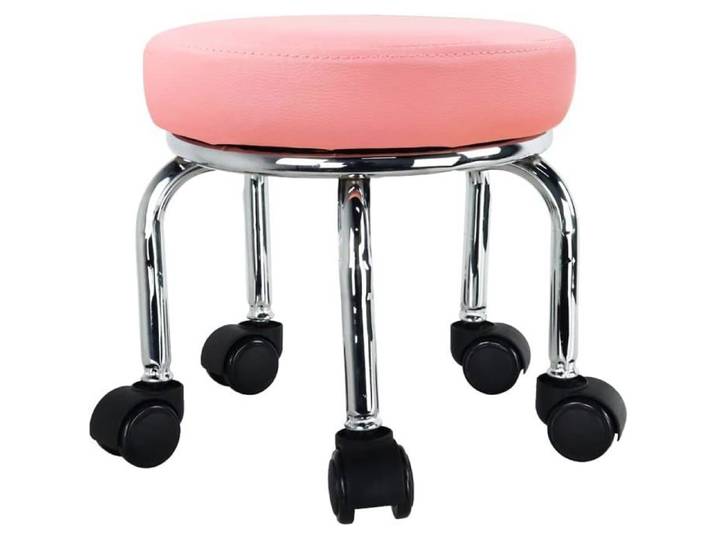 Tabouret roulant petit en cuir PU stable rotation 360° avec roues universelles hauteur 31 5 cm