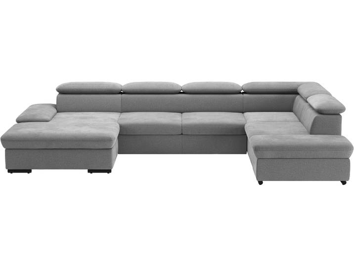 Wohnlandschaft, Grau, 349x226 cm, 100% Polyester, Mit Bettfunktion, Modern, sit&more