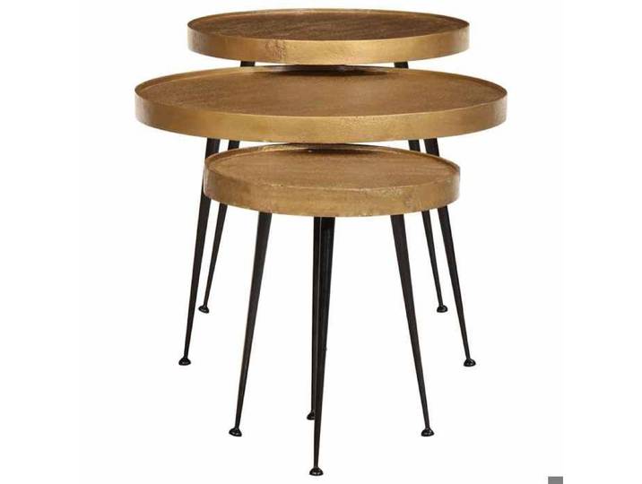 Elégance - Chic Petite Table salon-séjour - Table basse - 3 pcs - en bois d'ingénierie - doré - 55x55x45cm_0432404