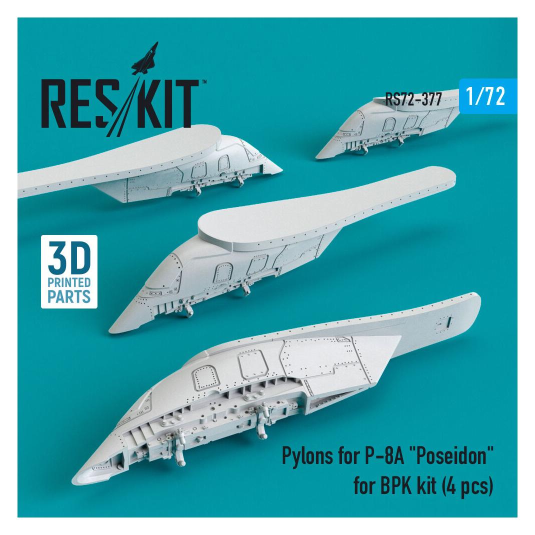 ResKit Pylons for P-8A Poseidon for BPK kit (4 pcs) (3D Printed) (RS72-0377)