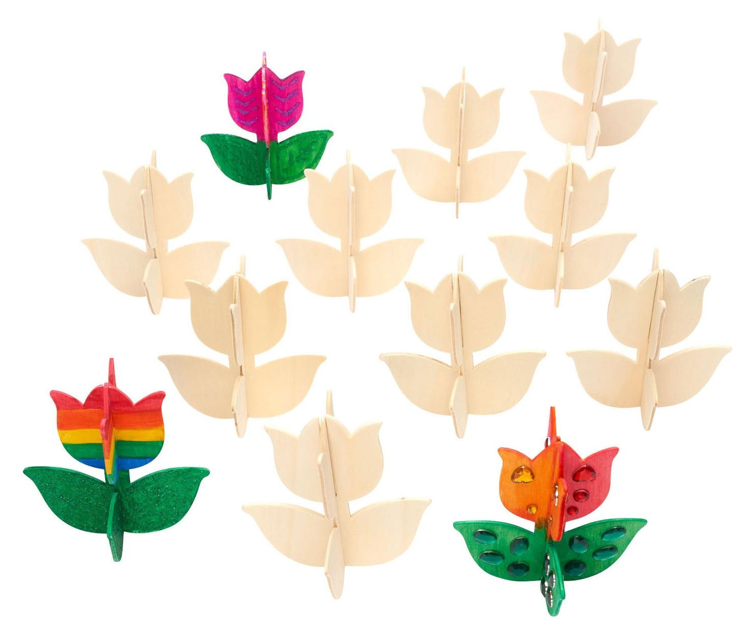 Childhood Supply Houten Knutselset Tulpen - Creatieve speelgoedset met 12 stuks