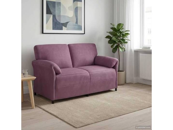 KGHERMDF 2-Sitzer Sofa Lila 158 x 83 x 95 cm Samt mit Metallrahmen Samtbezug, stabiler Metallrahmen, Schaumpolster, geschwungene Armlehnen, pflegeleichte Oberfläche