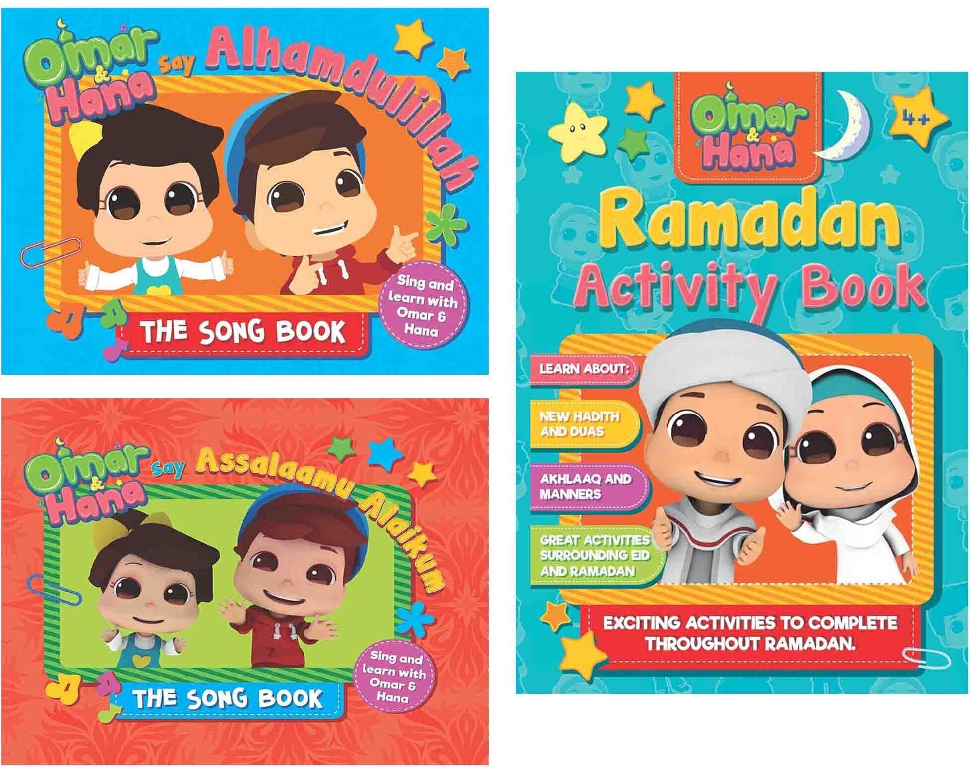 Omar & Hana: The Song and Ramadan Activities 3 books Collection Set - Ages 2-7 - Board Book/Paperback Salam Books