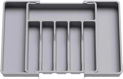 Uplift Treasures Expandable Adjustable Cutlery Drawer Organizer Tray grey