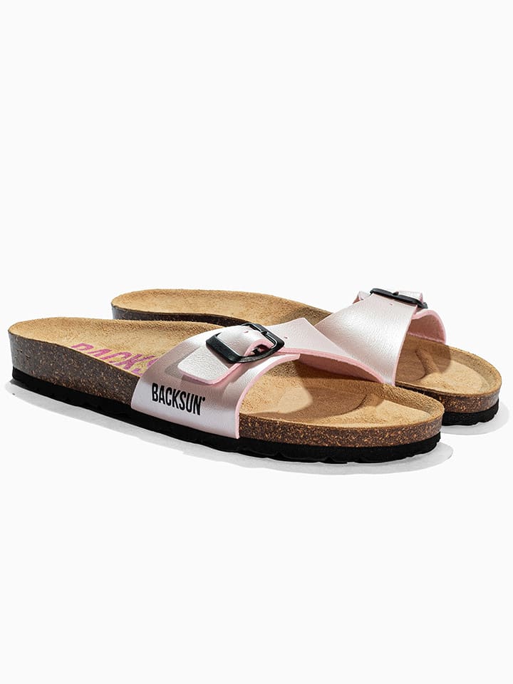BACKSUN Leder-Pantoletten "Paris" in Rosé - 38
