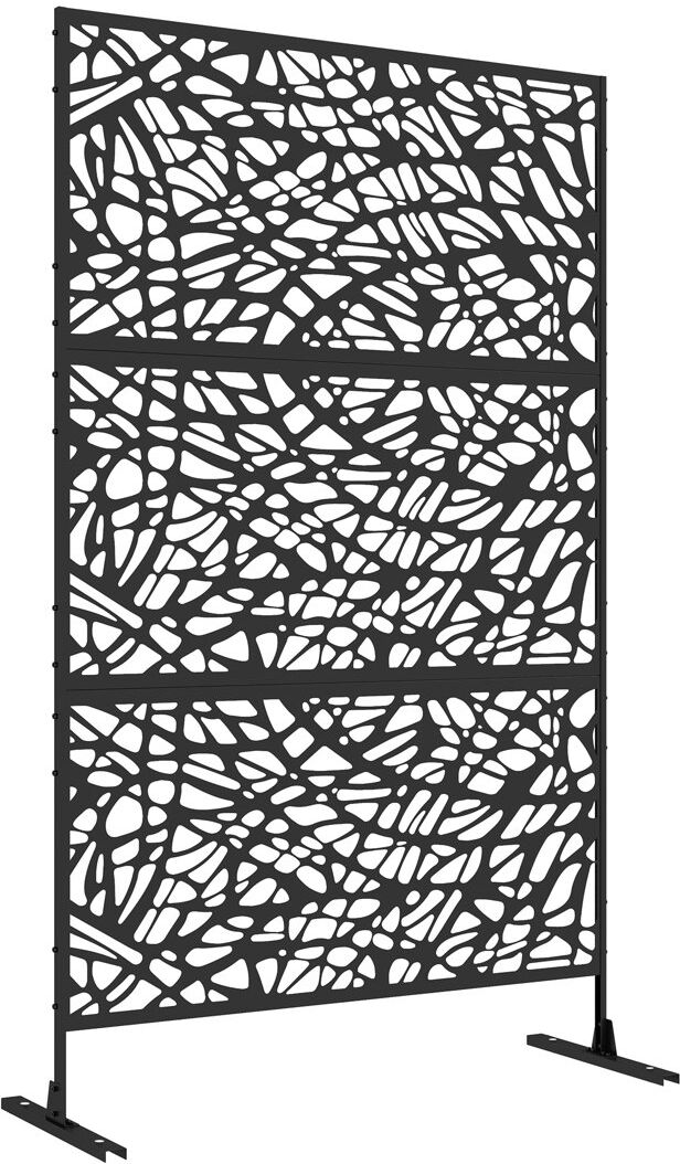 Ivy Bronx Cavon Decorative Garden Privacy Screen with Stand, 6.5FT Metal Divider Black 198cm H X 122cm W