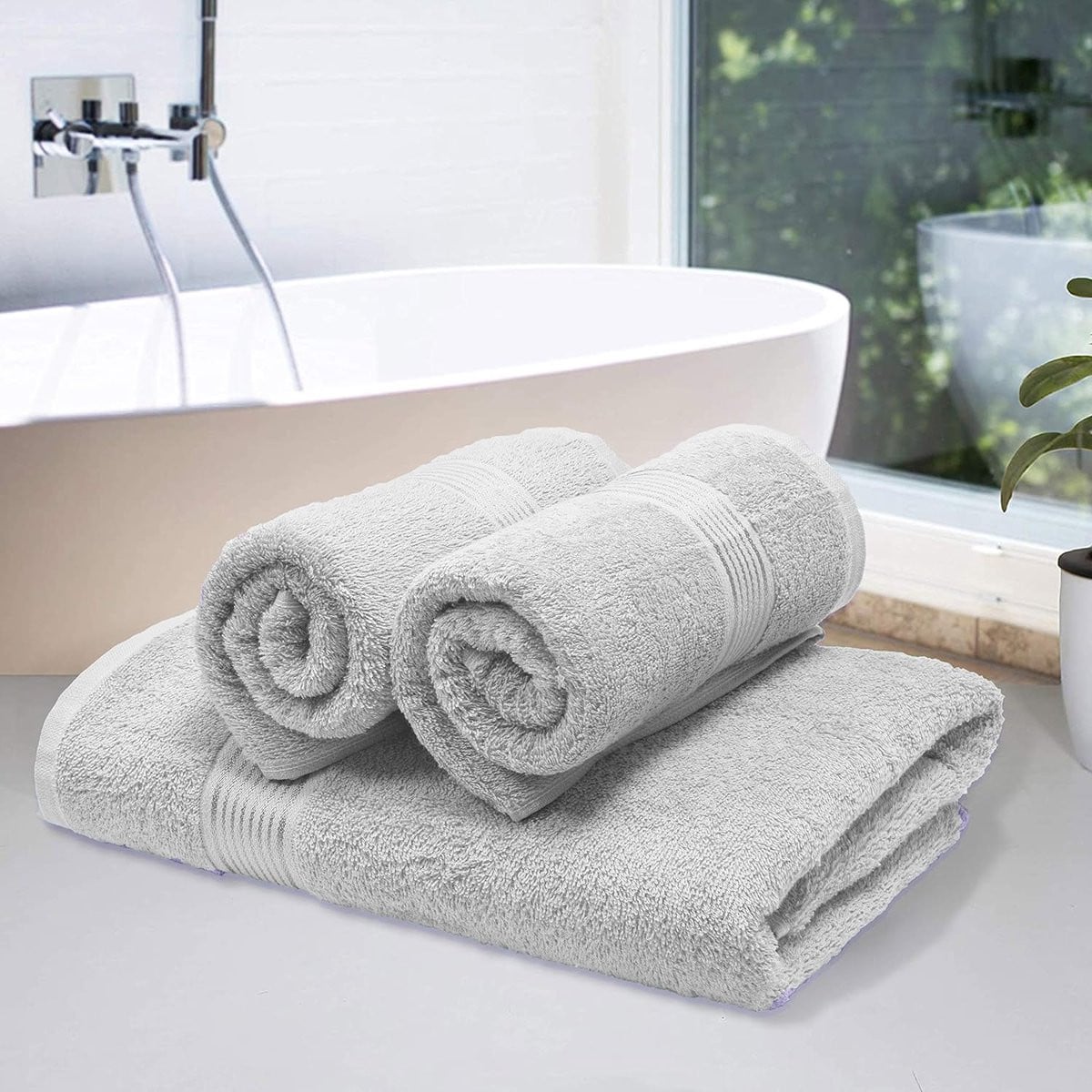 PolkaHome Luxe handdoekenset van katoen 4-pack, 70 x 140 cm