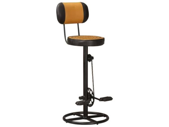 Barhocker aus echtem Leder, 2 Stück, mit Fußstütze Fahrradpedale mit Kette, Gestell aus massivem Eisen, 110 kg pro Sitz, bequeme Rückenlehnen, Industrie-Stil