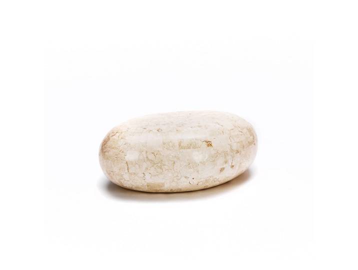 Table basse en pierre beige 50x70 cm 25h