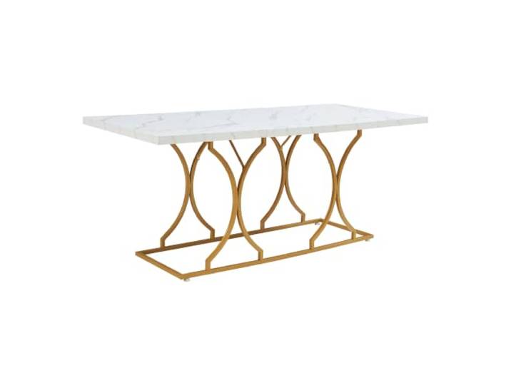 Esstisch für 6 Personen Marmoroptik weiß/gold 03_0011099