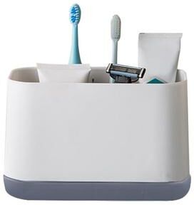 Inspired Deals Removable Toothbrush Holder And Toothpaste Organizer For Bathroom Countertops gray