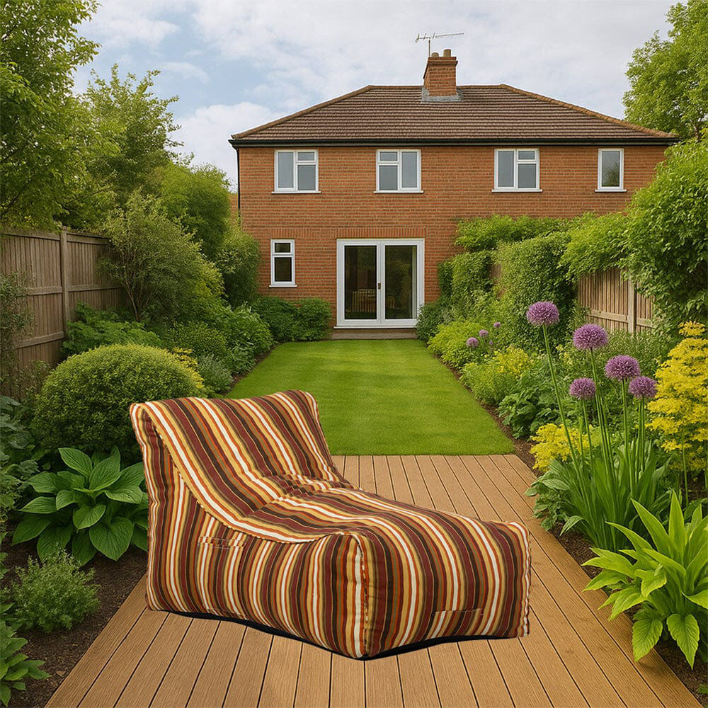 Isabelle & Max Yukon Fabric Outdoor Friendly Bean Bag Lounger Striped Brown Medium
